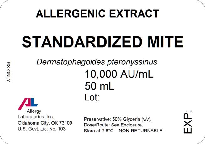 PRINCIPAL DISPLAY PANEL
ALLERGENIC EXTRACT
STANDARDIZED MITE
Dermatophagoides pteronyssinus
10,000 AU/mL
50 mL
Rx Only
