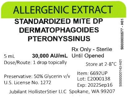 Standardized Mite, D. pter 5 mL, 30,000 AU/mL Vial Label