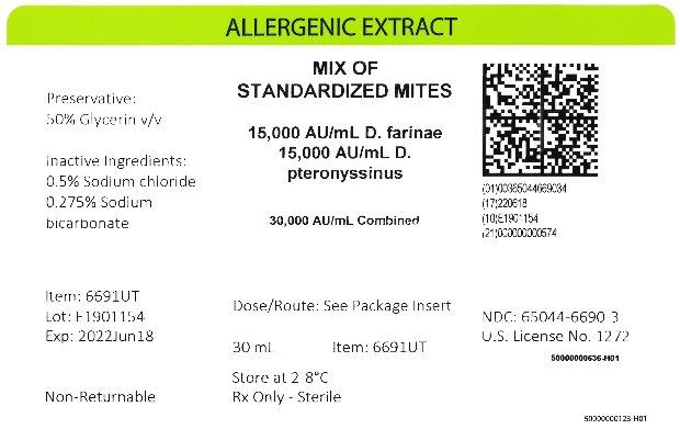 Mix of Standardized Mite 30 mL, 30,000 AU/mL Carton Label