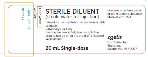 Label for sterile diluent 20 mL