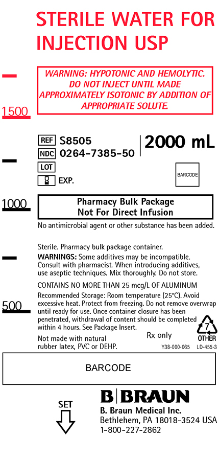 Sterile Water Injection 2L Container Label