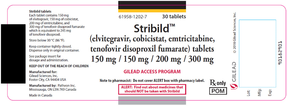 Stribild cobicistat 150 mg/elvitegravir 150 mg/emtricitabine 200 mg/tenofovir disoproxil fumarate 300 mg