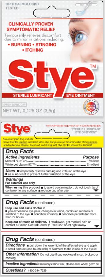 PRINCIPAL DISPLAY PANEL 
Ophthalmologist
Tested
Stye™
Sterile Lubricant
Eye Ointment
NET WT. 0.125 OZ (3.5g)
SAFETY SEALED CAP
