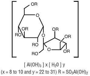 Sucralfate Tablets contain sucralfate and sucralfate is an α-D-glucopyranoside, β-D-fructofuranosyl-, octakis-(hydrogen sulfate), aluminum complex.