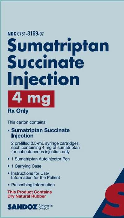 Sumatriptan Succinate Injection 4mg trade kit carton