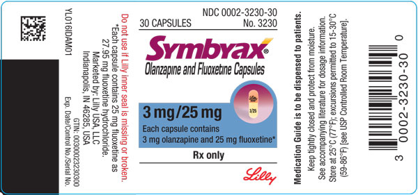 
PACKAGE LABEL – SYMBYAX 3mg/25mg capsules, bottle of 30
