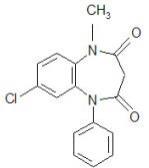The following structural formula for SYMPAZANTM contains -clobazam,a benzodiazepine derivative, which is chemically known as 7-Chloro-1-methyl-5-phenyl-1H-1,5 benzodiazepine-2,4(3H,5H)-dione with a molecular formula of C16H13 ClN2O2 , molecular weight of 300.74.