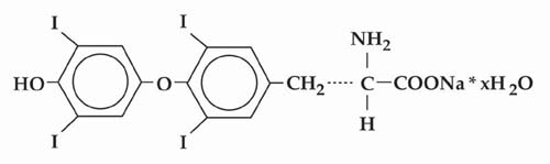 左旋甲状腺素的化学结构。