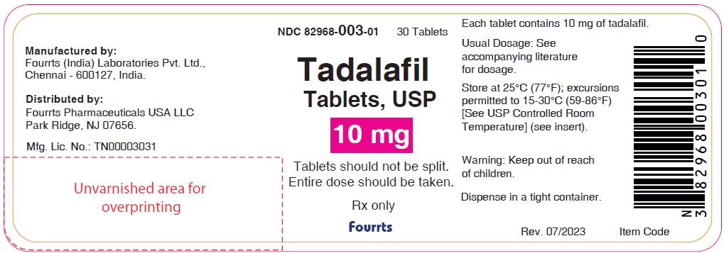 Tadalafil Tablet USP 10mg - NDC - 82968-003-01- 30s-Bottle Label