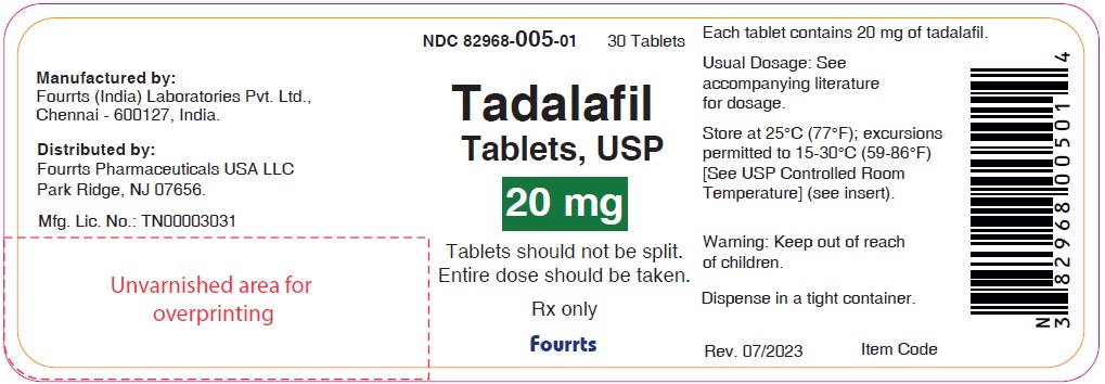 Tadalafil Tablet USP 20mg - NDC - 82968-005-01- 30s-Bottle Label