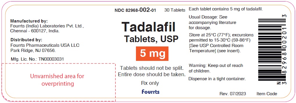 Tadalafil Tablet USP 5mg - NDC - 82968-002-01- 30s-Bottle Label