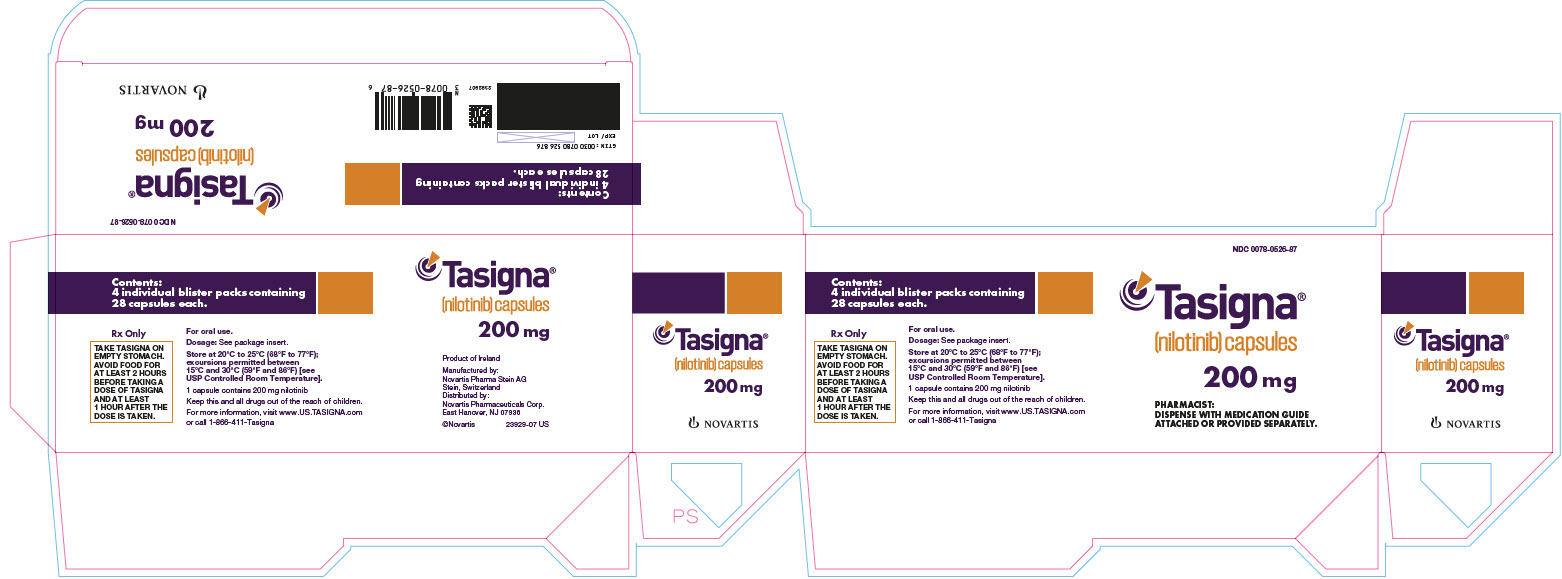 PRINCIPAL DISPLAY PANEL
								NDC 0078-0526-87
								Tasigna®
								(nilotinib) capsules
								200 mg per capsule
								DISPENSE WITH MEDICATION GUIDE ATTACHED OR PROVIDED SEPARATELY.
								NOVARTIS
							