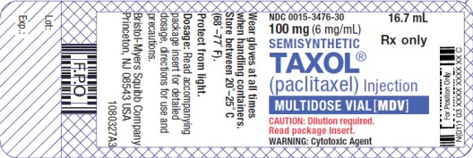 Taxol 100 mg Vial Label