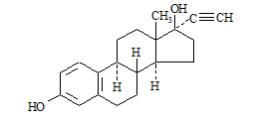 The chemical name of ethinyl estradiol is [19-Norpregna-1,3,5(10)-trien-20-yne-3,17-diol, (17)-]. The empirical formula of ethinyl estradiol is C20H24O2 and the structural formula is: