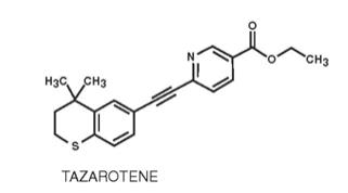 The structural formula for Tazarotene is a member of the acetylenic class of retinoids. Chemically, tazarotene is ethyl 6-[(4,4-dimethylthiochroman-6-yl)ethynyl]nicotinate. The compound has an empirical formula of C21H21NO2S and molecular weight of 351.46. 