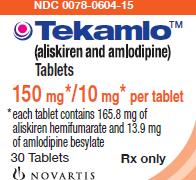 PRINCIPAL DISPLAY PANEL
Package Label – 150 mg/10 mg
Rx Only		NDC 0078-0604-15
Tekamlo™
(aliskiren and amlodipine) 
Tablets
150 mg*/10 mg* per tablet
*each tablet contains 165.8 mg of 
aliskiren hemifumarate and 13.9 mg
of amlodipine besylate
30 tablets
