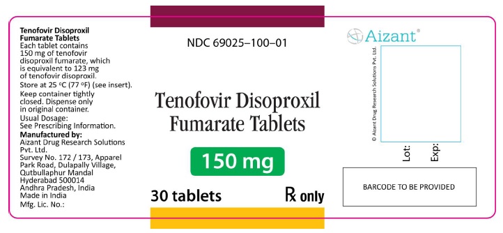 Tenofovir Disoproxil Fumarate Tablets 150 mg Container Label