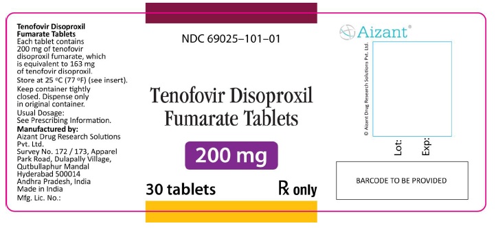 Tenofovir Disoproxil Fumarate Tablets, 200 mg Container Label