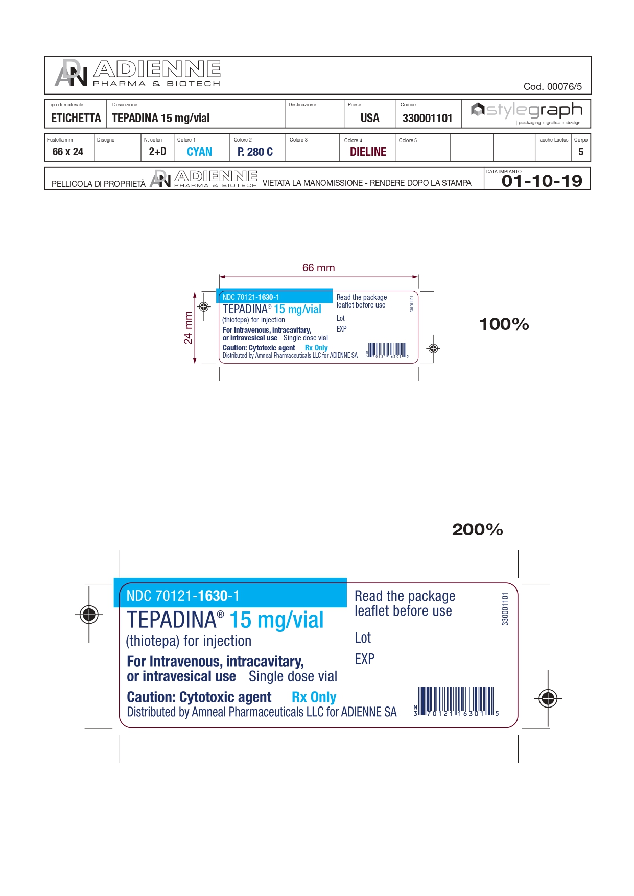 Tepadina 15 mg Label NDC: 70121-1630-1
