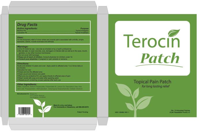 Package/Label Principal Display Panel
Terocin Patch
Topical Pain Patch
for long lasting relief
NDC 50488-1001-1
Qty: 10 Articulated Patches
(5 per Resealable Pouch) x 2
