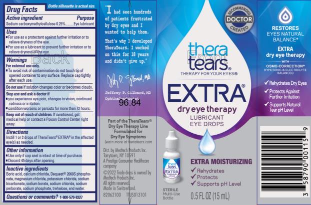 RECOMMENDED
DOCTOR
CREATED
thera
tears®
THERAPY FOR YOUR EYES®
EXTRA®
dry eye therapy
LUBRICANT
EYE DROPS
EXTRA MOISTURIZING
√ Rehydrates
√ Protects
√ Supports pH Level
STERILE
Multi-Use
Bottle 0.5 FL OZ (15 mL)