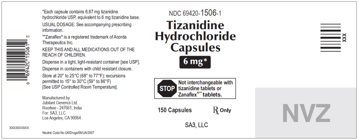 PRINCIPAL DISPLAY PANEL
NDC 69420-1506-1
Tizanidine
Hydrochloride
Capsules
6 mg
150 capsules
Rx Only
