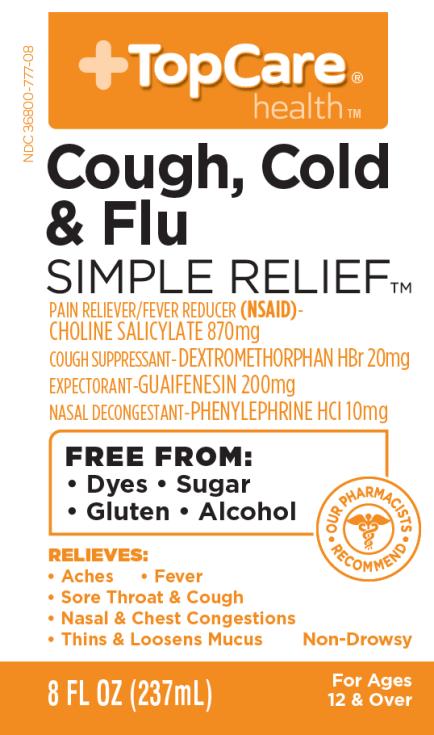 PRINCIPAL DISPLAY PANEL
NDC 36800-777-08
TopCare 
health
Cough, Cold
& Flu
SIMPLE RELIEF
8 FL OZ (237mL)
