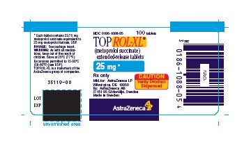 Toprol XL 25mg - 100 Count Bottle Label
