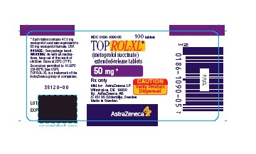Toprol XL 50 mg - 100 Count Bottle Label