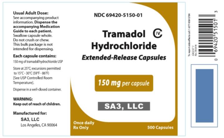 PRINCIPAL DISPLAY PANEL
NDC 69420-5150-01
Tramadol 
Hydrochloride 
Extended-Release Capsules
150 mg per capsule
Once daily
500 Capsules
Rx Only
