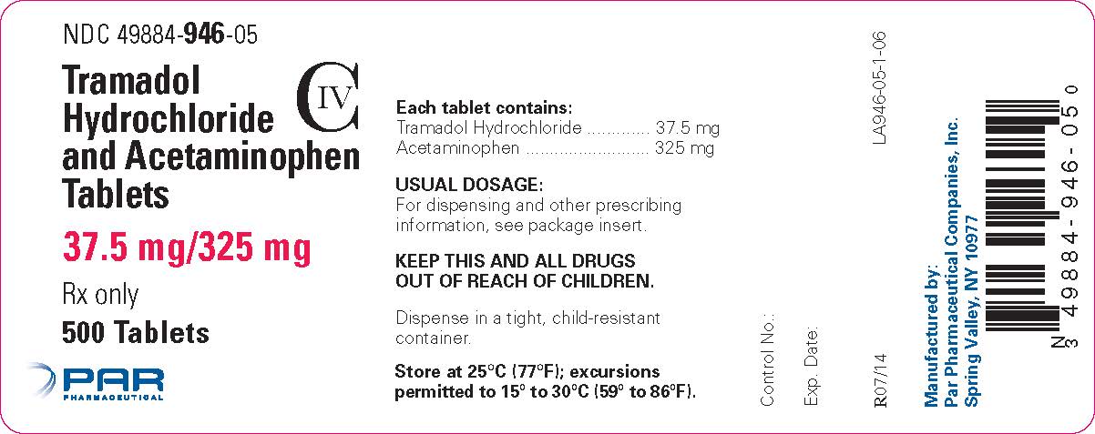 37.5 mg/325 mg label - 500 tablets