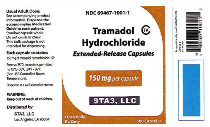 PRINCIPAL DISPLAY PANEL
NDC 69467-1001-1
Tramadol
Hydrochloride
Extended-Release Capsules
150 mg per capsule
500 capsules
Once daily
Rx Only
