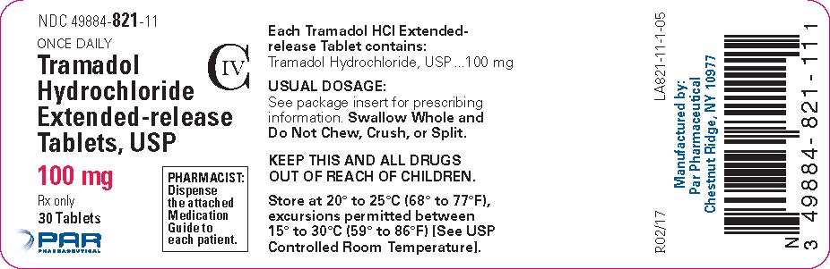 Tramadol HCl ER Tablets, 100 mg label