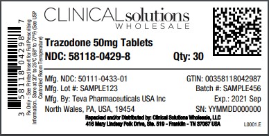 Trazodone 50mg tablet 30 count blister card