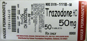 Trazodone Hydrochloride Tablets USP 50 mg 50s Label