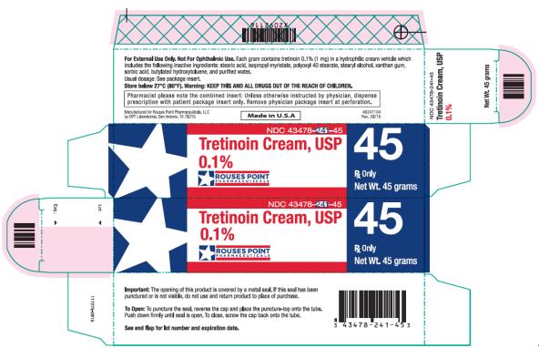 NDC 43478-241-45 Tretinoin Cream, USP 0.1% 45 g Rx Only Net Wt. 45 grams