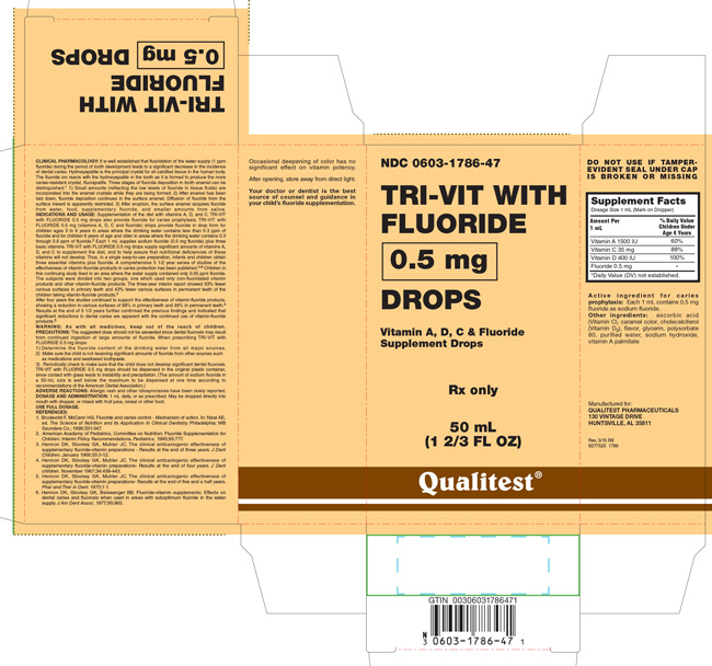 This is the image of the carton for Tri-Vit with Fluoride 0.5 mg Drops 50 mL.
