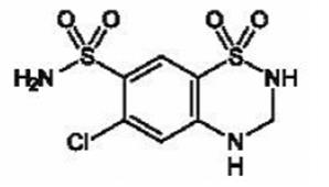 Hydrochlorothiazide is 6-chloro-3,4-dihydro-2H-1, 2, 4-benzothiadiazine-7- sulfonamide 1,1-dioxide, and its structural formula is:
