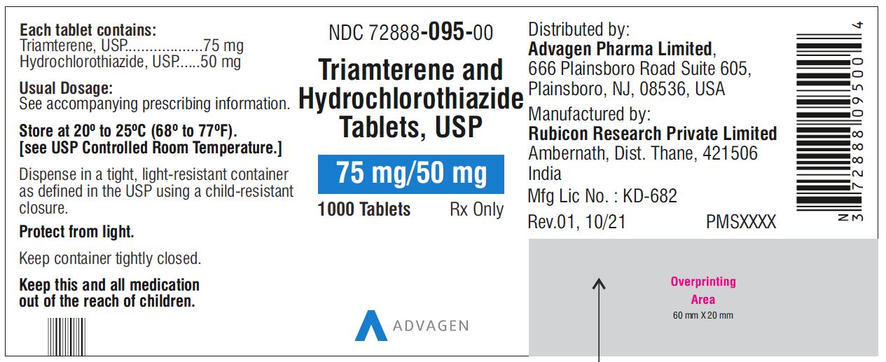 Triamterene and Hydrochlorothiazide Tablets, USP 75mg/50 mg  - NDC 72888-095-00 - 1000s Label