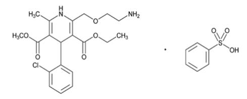 The structural formula for amlodipine besylate is chemically described as 3 ethyl 5-methyl (±)-2-[(2-aminoethoxy)methyl]-4-(2-chlorophenyl)-1,4-dihydro-6-methyl-3,5-pyridinedicarboxylate, monobenzene