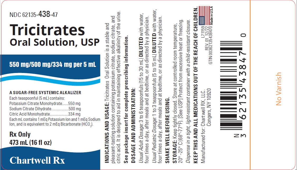 Tricitrates Oral Solution, USP  - NDC 62135-438-47 - 473 mL (16 fl oz) Bottle Label