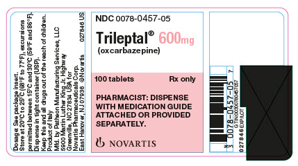 PRINCIPAL DISPLAY PANEL
									NDC 0078-0457-05
									Trileptal® 600 mg (oxcarbazepine)
									100 tablets
									Rx only	
									PHARMACIST: DISPENSE WITH MEDICATION GUIDE ATTACHED OR PROVIDED SEPARATELY.
									NOVARTIS
							