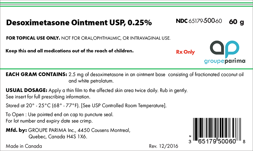 Desoximetasone Ointment USP, 0.25% 60g Label