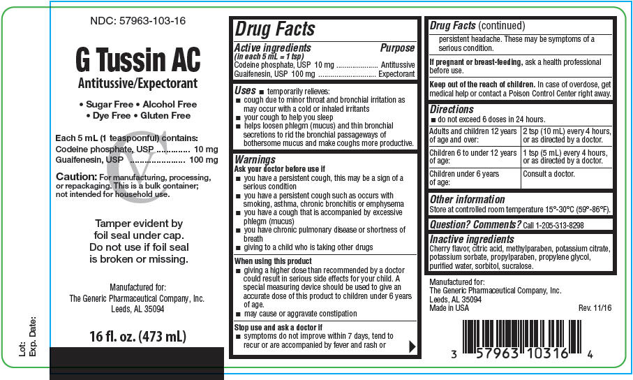 G Tussin Ac | Codeine Phosphate And Guaifenesin Liquid Breastfeeding