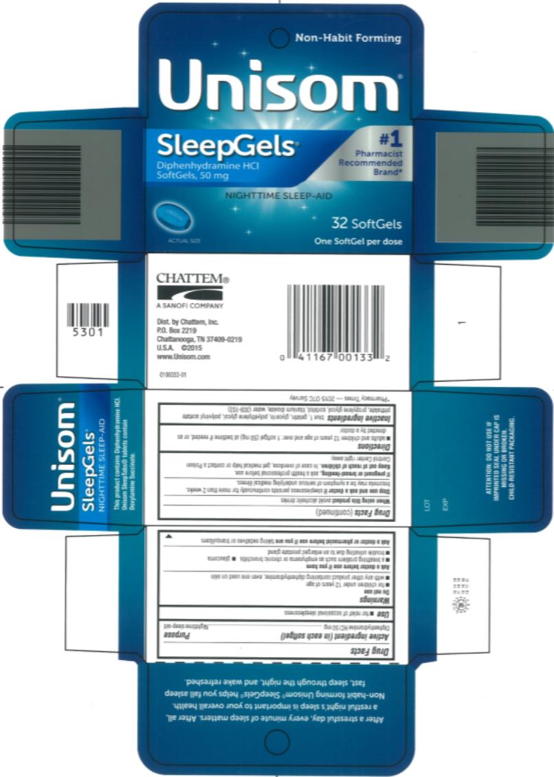Unisom
SleepGels
Diphenhydramine HCI 
SoftGels, 50 mg
#1 Pharmacist Recommended Brand*
NIGHTTIME SLEEP-AID
32 SoftGels
One SoftGel per dose
