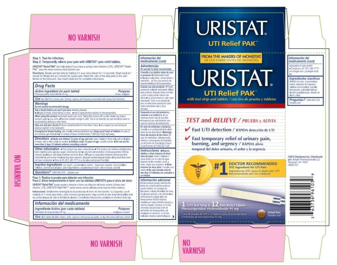 URISTAT ®
UTI Relief PAK™
with test strip and tablets
1 UTI Test Strip & 12 Pain Relief Tablets
Phenazopyridine Hydrochloride 95 mg
