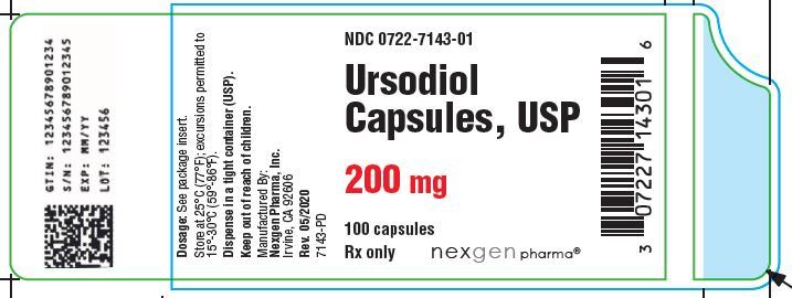 Ursodiol Capsules, USP 200mg Container Label