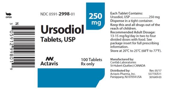Principal Display Panel

NDC 0591-2998-01
Ursodiol Tablets, USP 
250 mg
100 Tablets
Rx only
