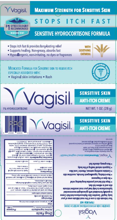 Vagisil Sensitive Skin Anti-Itch Creme, 1% Hydrocortisone
Net. Wt. 1 oz. (28 g)
