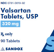 Package Label – 320 mg Rx Only NDC 0781-5619-92 Valsartan Tablets, USP 320 mg 90 Tablets